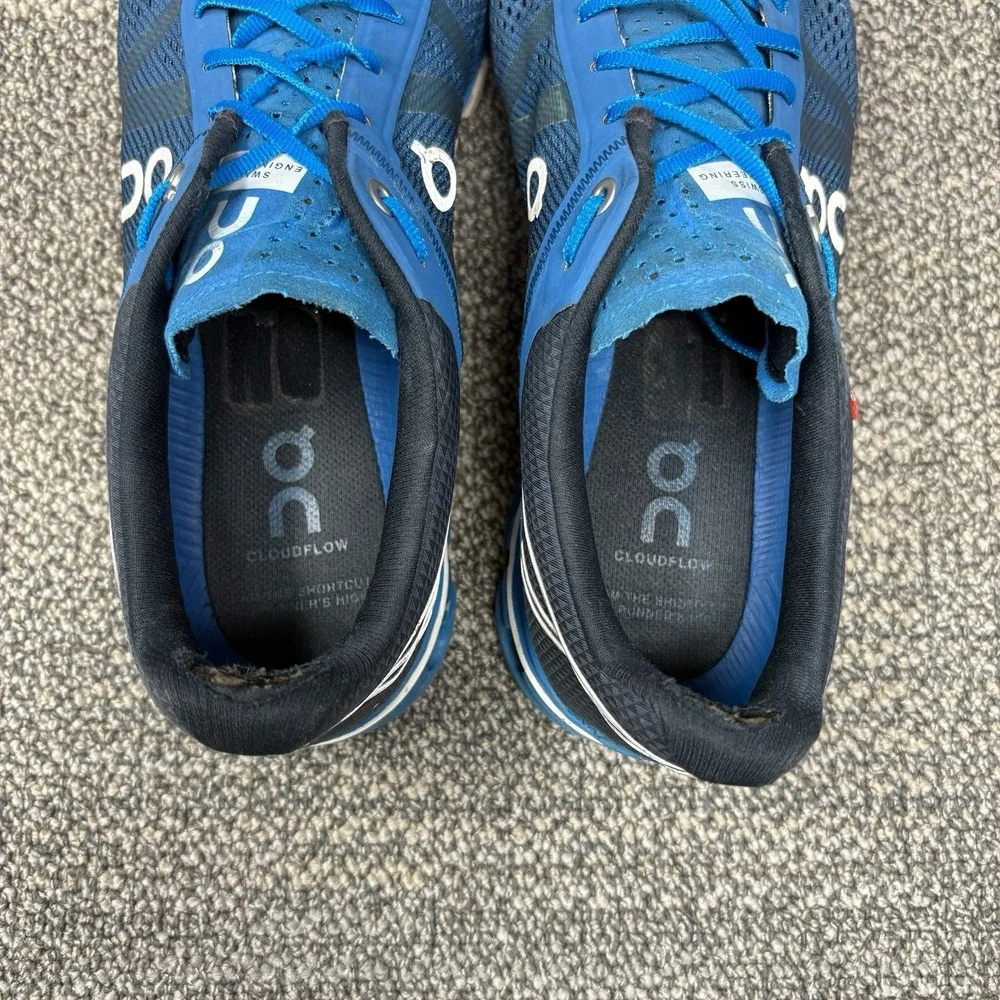 On Cloudflow Men's Size 11 Blue Black Running Comfort Shoes Swiss Engineering